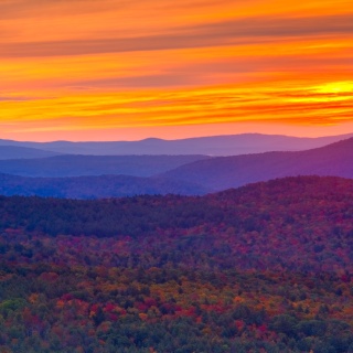 Brilliant orange sunset over the mountains